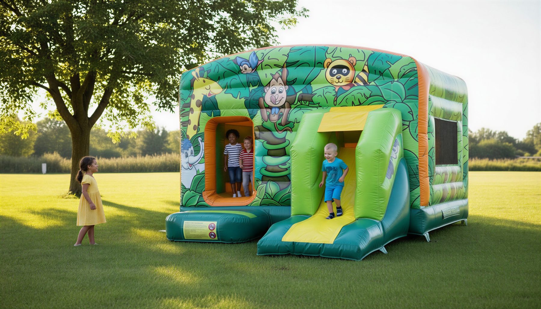 Hüpfburg JungleFun auf einer Wiese